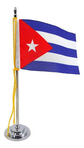 Mini Bandeira De Mesa Cuba 15 Cm Poliéster