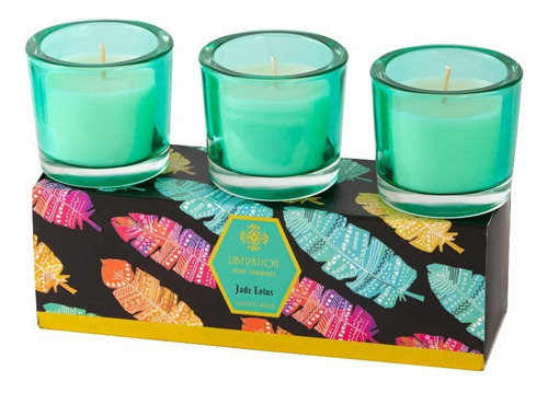 Trio Velas Aromatizada Decorativa Copo Vidro Verde Perfumada