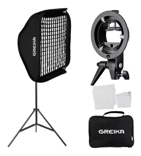 Softbox Grid 60x60 Cm Greika Para Flash Speelight E Tripé 2m