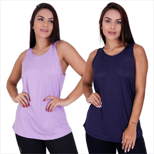 Kit Com 2 Camiseta  Regata Feminina Dry Fit Academia Fitness