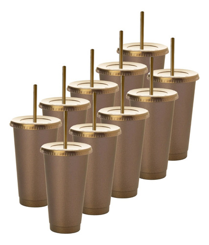 20 Vasos Uupz Sun 709 Ml Plástico Rigido Reutilizables Bronce