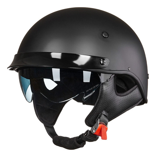 Medio Casco Motocicleta Fibra De Vidrio Visera Rápida Unisex