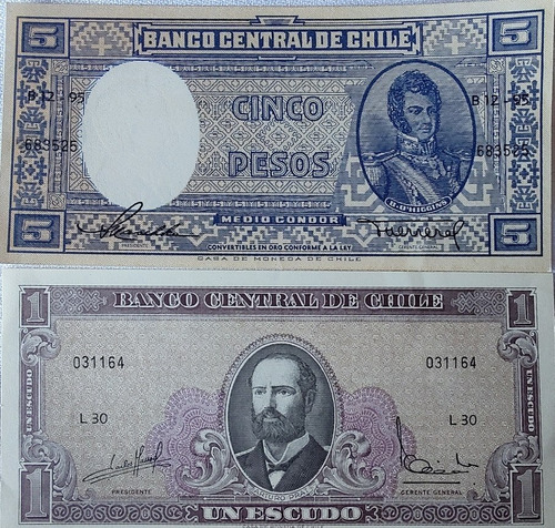 2 Billetes Chile Diferentes Nuevos (bb73