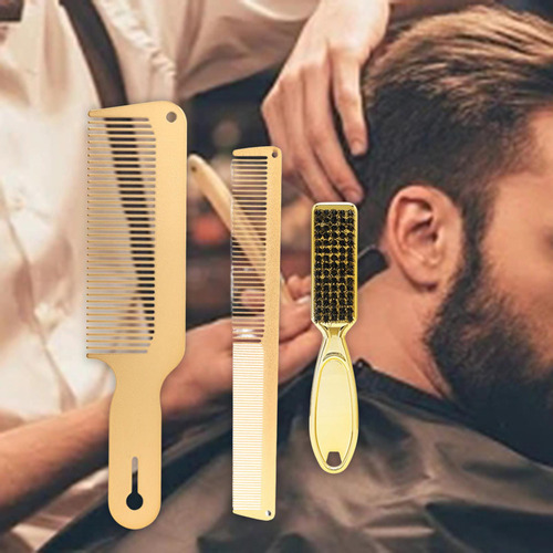 Juego De Peine De Metal Y Cepillo De Barbero Peine De Mezcla