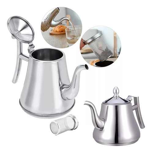 Tetera Con Infusor Acero Inoxidable Hervidor De Agua 1 Litro Color Color Al Azar