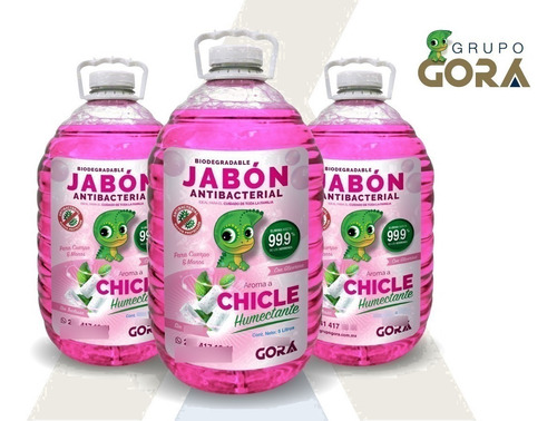 Imagen 2 de 5 de Jabón Líquido Antibacterial Para Manos Olor A Chicle 5 Lts