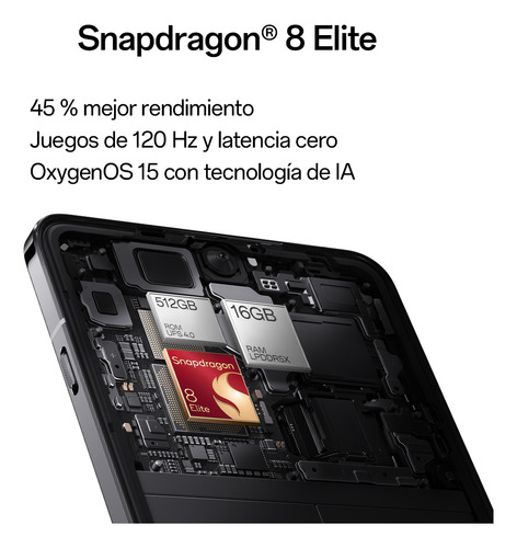 Oneplus 13 5g 16 GB RAM 512 GB ROM Snapdragon 8 Elite NFC 6.82 Amoled 2k 120 Hz Triple Cámara 50 mp 6000 mAh iP69/iP68 Dual Sim Cph2653 Version Global Black