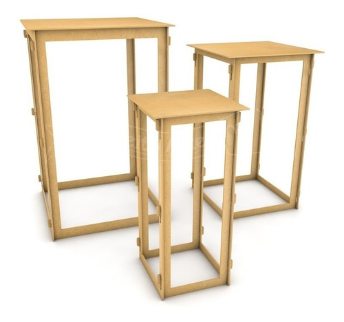 Imagem 1 de 8 de Trio Mesas Quadradas Decoração Festa Mdf Promoção P M G