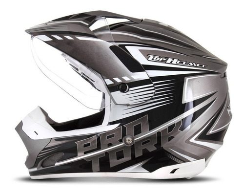 Capacete para moto  off road Pro Tork Th1  Adventure  prata e branco adventure tamanho 60 