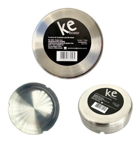 Imagem 2 de 6 de Cinzeiro De Mesa Em Aço Inox Kehome 10cm Nf Metal Moderno