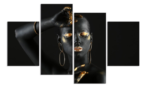 Set De 4 Cuadros Mujer Negra Africana 80x150cm