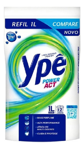 Lava-Roupas Líquido Ypê Power Act Pouch 1l Refil