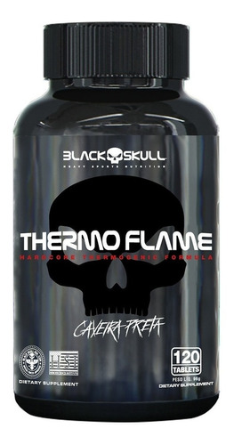 Suplemento em cápsula Black Skull  Caveira Preta Thermoflame cafeína Thermoflame em pote de 96g 120 un