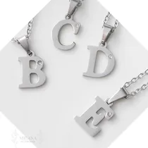Comprar Collar Cadenita Dije Con Inicial Letra - Acero Quirúrgico