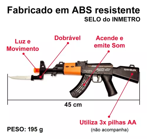 Arminha Brinquedo Com Som E Luzes Ak-838 Soud Gun 73cm