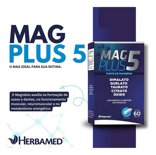 Kit 3 Mag Plus 5 - Dimalato Quelato Taurato Citrato Óxido