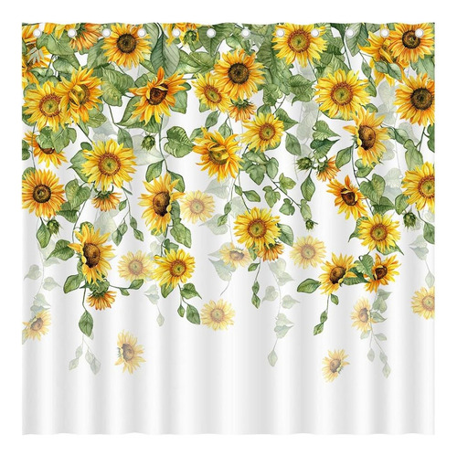 C Cortina De Ducha Juirnost Para Baño, Diseño De Girasol
