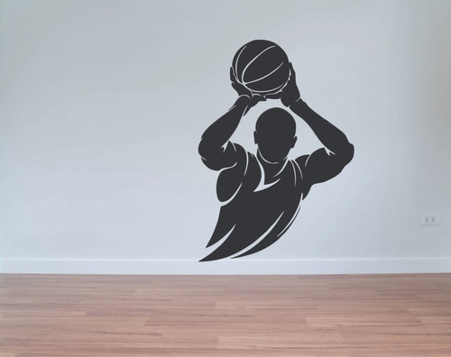 Vinilo Decorativo Pelota Basquet Rompe Pared Deporte 40x40b2