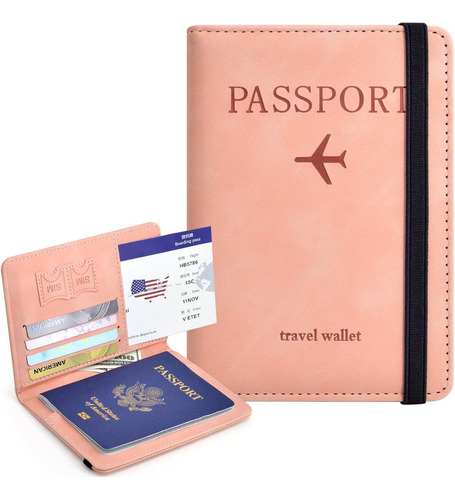 2 Porta Pasaporte Documentos Funda Protectora Viaje Con Rfid