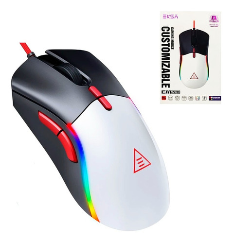 Mouse Gamer Eksa Em200 Luz Rgb 1000-12000 Dpi Peso Usb