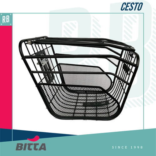 Canasto Delantero Bitta Para Bicicleta Eléctrica o Paseo – Cesto Reforzado de Malla Metálica Negra – Soporte Resistente, Ideal para e-Bikes, Cómodo y Seguro para Cargas Ligeras o Bolsos