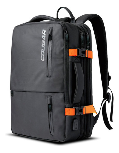 Mochila Cougar Vanguard Travel Backpack Color Negro Diseño De La Tela Lisa