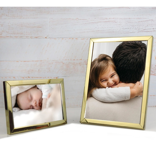 Kit 3 Porta Retratos 2 10x15 E 1 15x20 Kit Moderno Dourado Liso Dourado