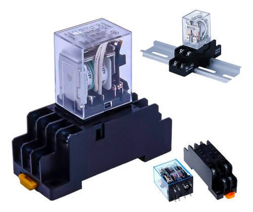 12vdc24vdc 110vac220vac(puede ) Bobina 8 Pin 10a Dpdt Led Indicador Relé De Alimentación Electromagnético Con Base Con Carril Din Ranurado De Aluminio, Ac110v