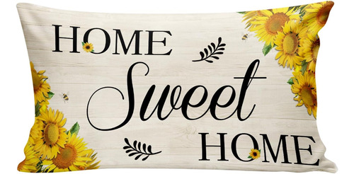 Hhercicim Home Sweet Home Fundas De Almohada De Girasol, Fun