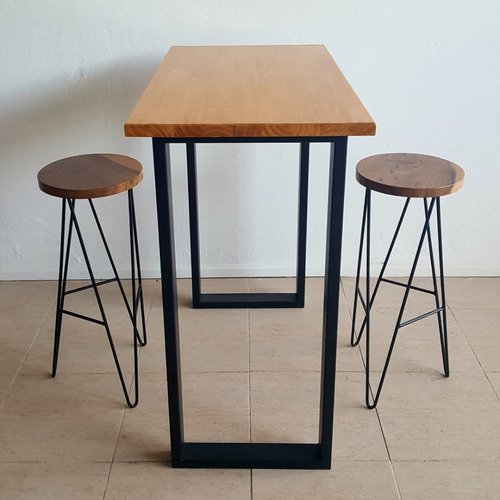 Imagen 6 de 10 de Desayunador Malcom 40x120cm Industrial Madera Guayubira