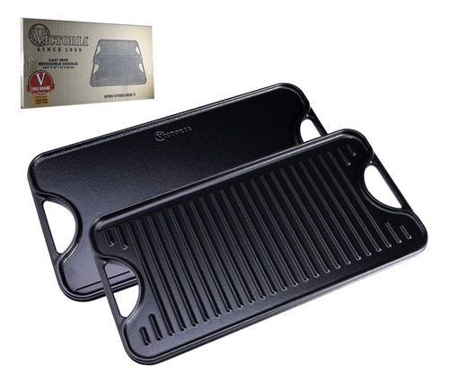 Plancha Hierro Curado Reversible 47x25cm Victoria
