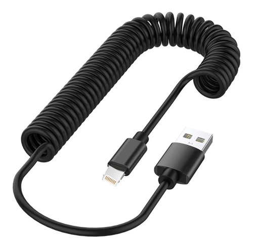 Cable cargador Spring Spiral Turbo compatible para iPhone iPad, color negro