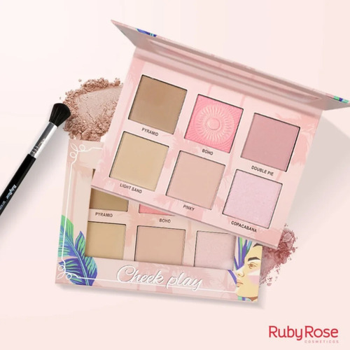 Paleta Kit De Rubor, Contorno, Iluminador Ruby Rose