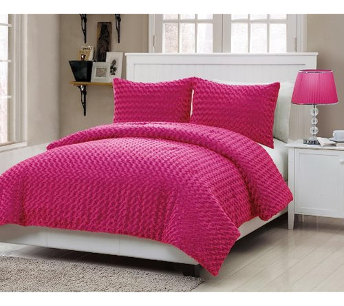 Vcny Rose Fur 2-piece Comforter Set, Twin, Rosa