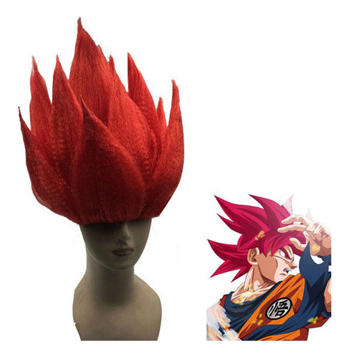 Peluca Roja De Goku Son Para Cosplay, Halloween, Color Negro