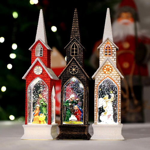 Farol De Viento Para Iglesia De Navidad, Lámpara Decorativa