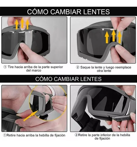 Gafas Tácticas Goggle Militares Careta Gafas Con 3 Lentes