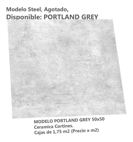 Imagen 2 de 6 de Ceramica Portland Grey 50x50 Cortines Simil Cemento 2da Cal.