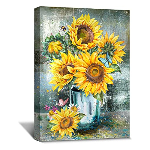 Pinturas Lienzo De Girasoles, Pinturas Al Óleo De Flor...