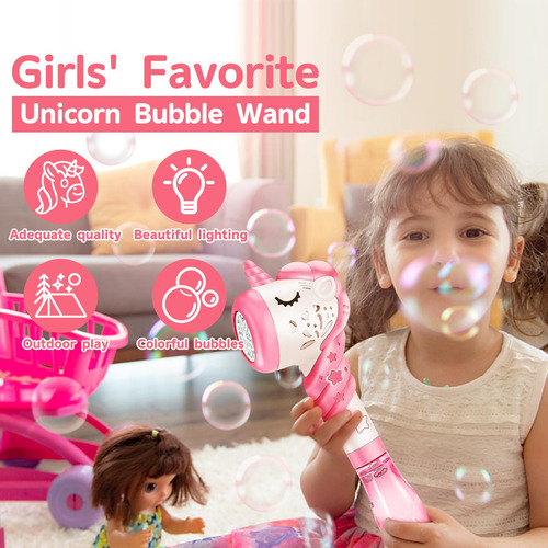 Varita De Burbujas Unicornio Para Niños Pequeños, Regalo Úni Color