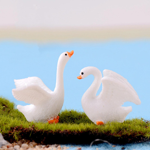 4x Mini Figuras De Cisnes, Adorno De Mesa Pequeño De Resina