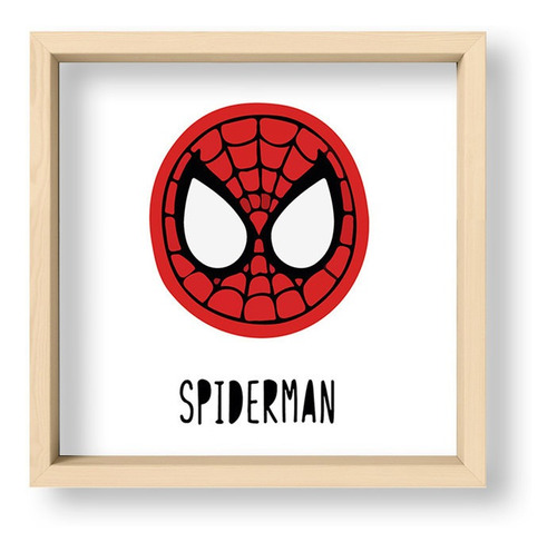 Cuadros Infantiles 20x20 Box Madera Natural Spiderman