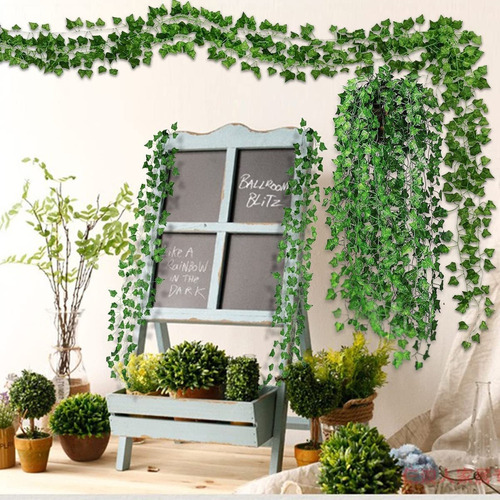 12 Tiras Plantas Artificiales Begonia Hiedra 2.4m² Decoració