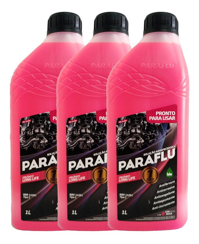 3 Aditivo Para Radiador Paraflu Rosa Pronto Uso Nbr 14261 C