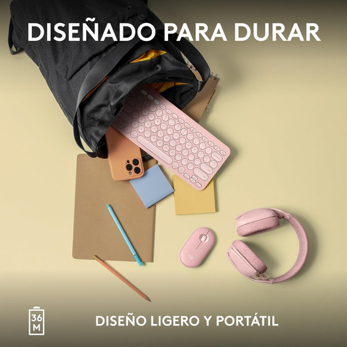 Teclado Logitech Pebble 2 K380s Bluetooth Rosado Español