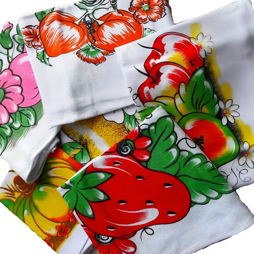 Kit 50 Panos De Prato Estampado 60x38cm Com Bainha