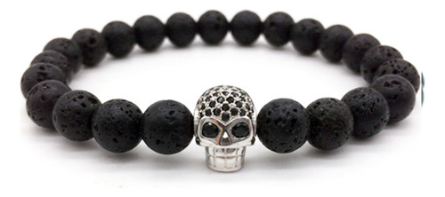 Pulsera De Microcirconio Con Forma De Calavera, Perlas De 8