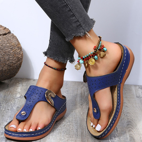Zapatos Casuales Huecos De Tacón Grueso Para Mujer, Color Li