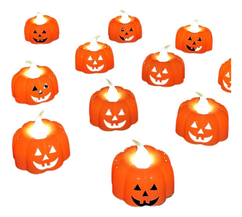 24 Piezas Luz De Calabaza Halloween Velas Sin Llama Calabaza