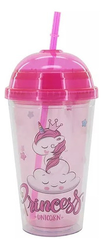 Vaso Trendy Unicornio Doble Tapa Con Sorbete Cod 14780 